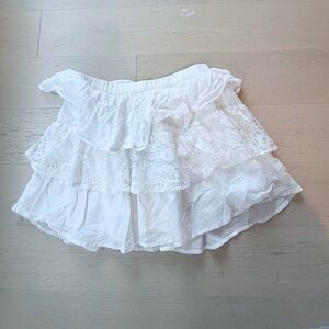Abercrombie & Fitch White Tiered Lace Skater Mini